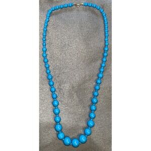 Light Blue Beaded Plastic Ball Chain Necklace 28.5"